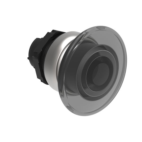 Illuminated mushroom head button actuator Ø22mm Platinum series chromed plastic, spring return, Ø40mm. White image 1