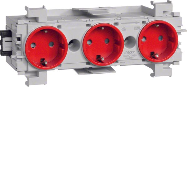 Socket-outlet 3-gang Wago f-mount red image 1