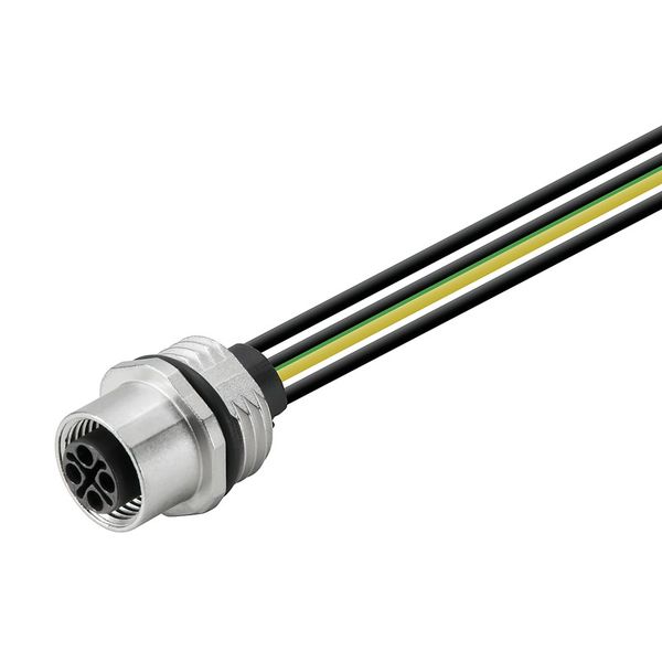 Built-in plugs, M12, Female socket, straight, Mounting thread: M 16 x 1.5, Number of poles: 4, Strand / cable length: 0.3 m, Front mounting image 1