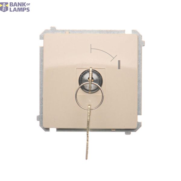Single push button with key, 2 positions, "0-I" (modul). Possibility to remove the key only in position 0 ; beige image 1