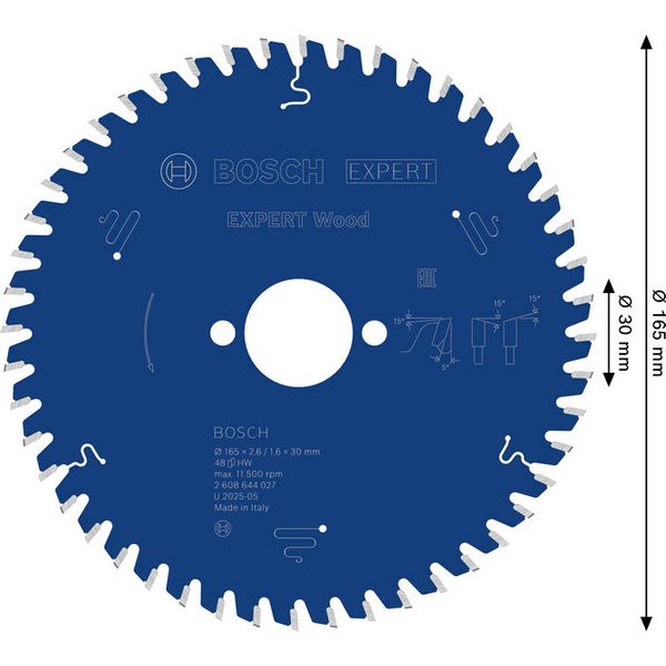 Circular saw blade Expert for Wood 165 x 30 x 2,6 mm, 48 image 2
