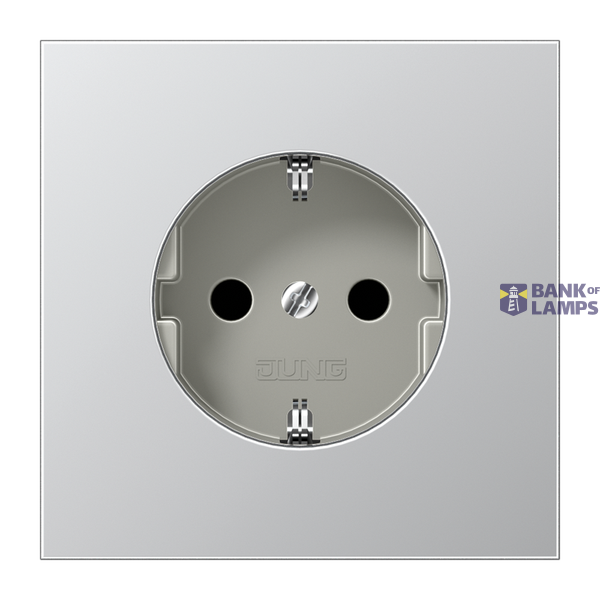 SCHUKO socket, 16 A 250 V ~, without claws, integrated increased contact protection, SAFETY+, LS series, aluminum image 1