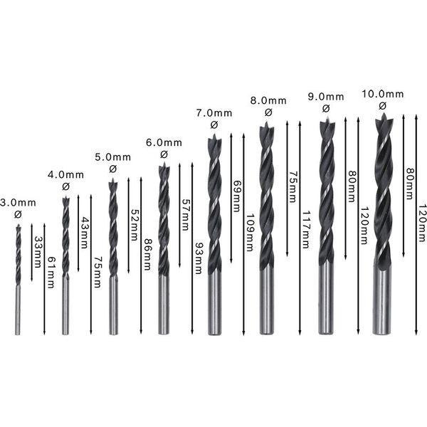 8-piece Robust Line brad point drill bit set 3; 4; 5; 6; 7; 8; 9; 10 mm image 1