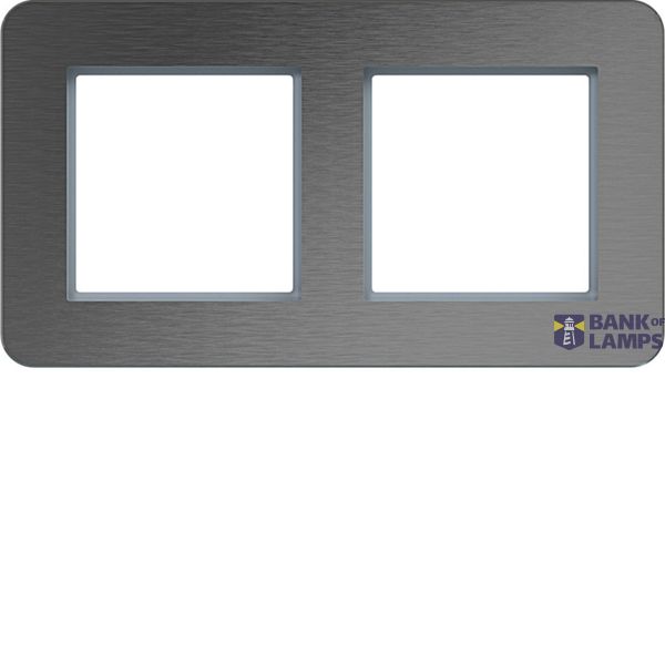 Cover frame double horizontal, C.8, stainless steel image 1