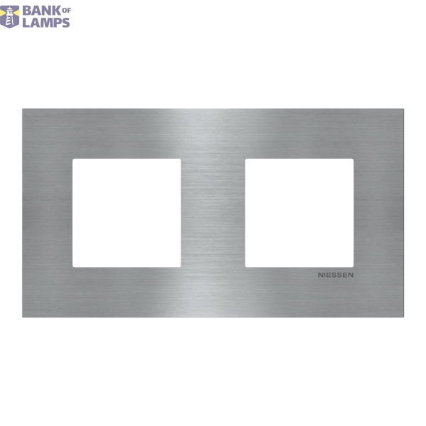 Frame 2-gang / 2+2-modules - Niessen logo - S - Stainless Steel image 1