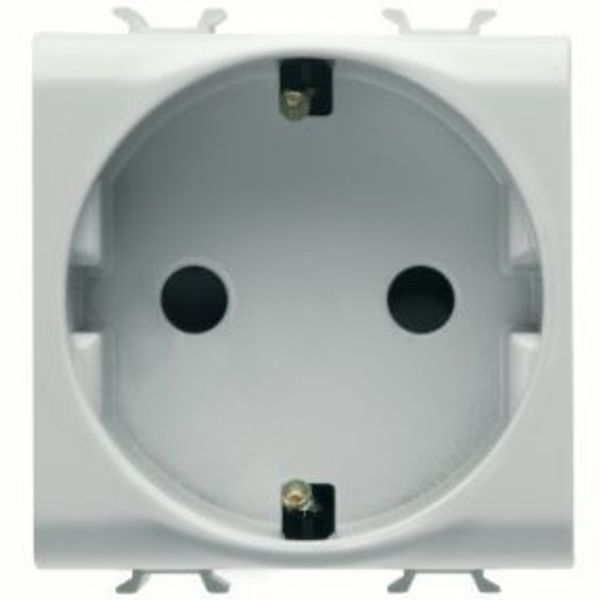 GERMAN STANDARD SOCKET-OUTLET 250V ac - 2P+E 16A - 2 MODULES - SATIN WHITE - CHORUSMART image 1
