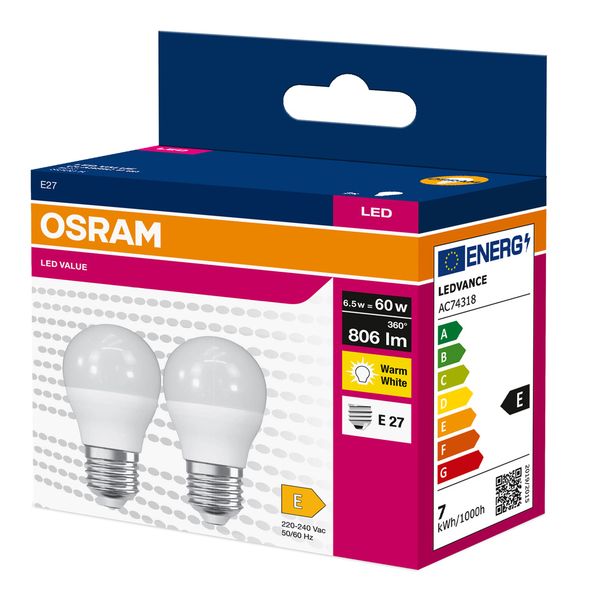 VALUECLP60 6,5W/830 230VFR E27 FS2 OSRAM image 2