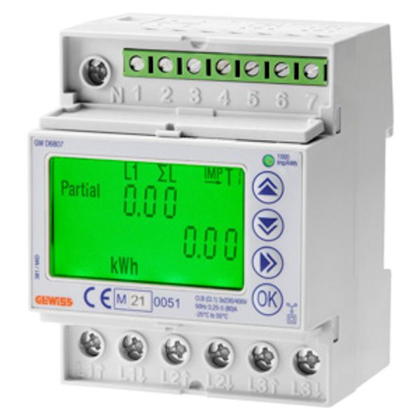 ENERGY METER - MID BUS - THREE-PHASE - DIGITAL - DIRECT 80A - 4 MODULES image 1