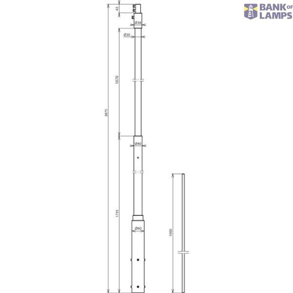 Supp. tube D 30 mm L 2875 mm GRP/Al/StSt w. air-ter.rod D10 L1000mm f. image 2