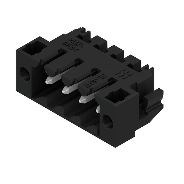 PCB plug-in connector, male header, Solder flange, THT/THR solder connection, 3.50 mm, Number of poles: 4, 90°, Solder pin length (l): 3.2 mm, tinned, black, Box image 2