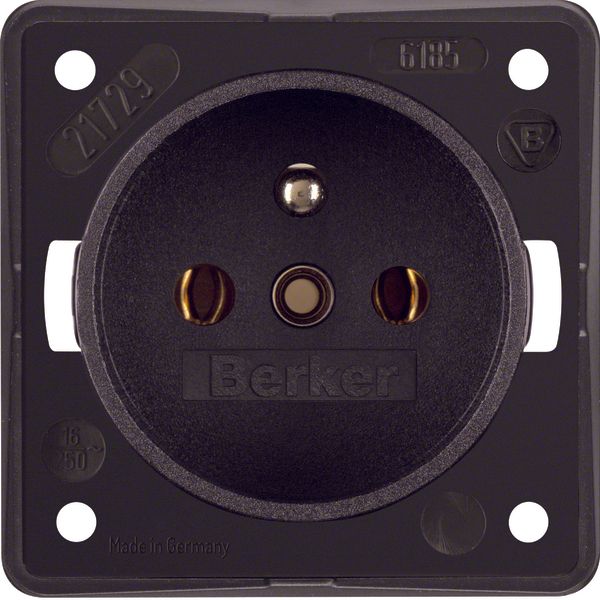 Socket outlet w. earthing pin, screw terminals, Int. module inserts, b image 1