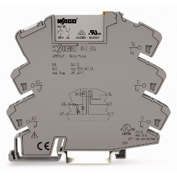 Relay module Nominal input voltage: 24 VDC 1 changeover contact gray image 3