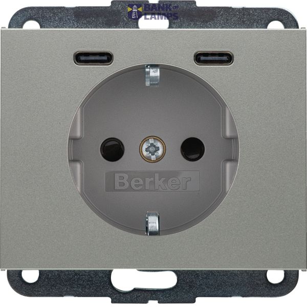 WCD RA, 2 x USB C (PD), Berker K.5 stainless steel image 1