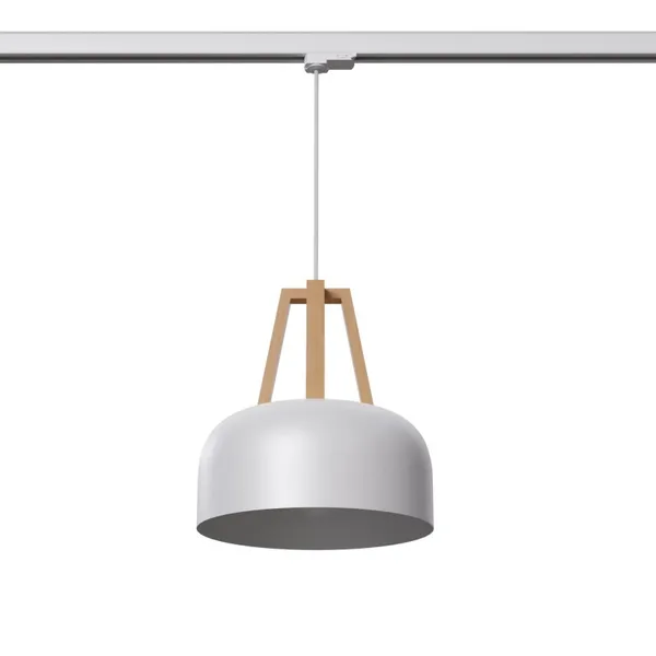 HANGING LAMP 3 PHASE CASCO WHITE/NATURAL WOOD E27 3000K 7.5W 620LM image 1