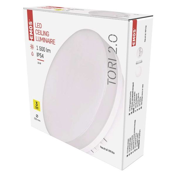 LED Ceiling lamp TORI, round 15W neutral white IP54 image 1