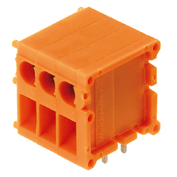 Printed circuit board terminals, 5.08 mm, Number of poles: 4, 90°, Solder pin length (l): 3.5 mm, tinned, orange, TOP connection, Clamping range, max. : 2.5 mm², Box image 1