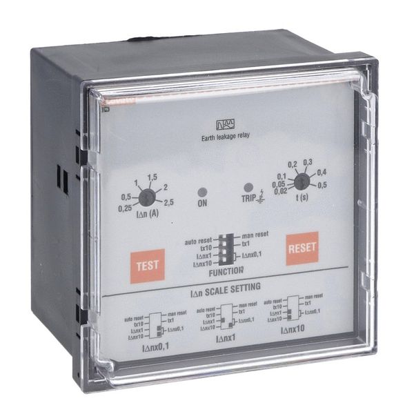 Earth leakage relay with 1 operatin threshold, flush-mount. External CT, 110VAC/DC-240VAC-415VAC image 1