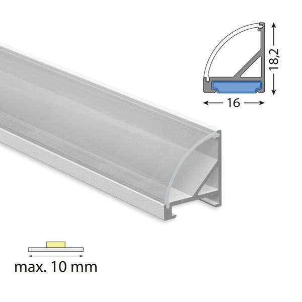 Corner aluminum profile RC 18x16 mm including clear diffuser 2 m image 1
