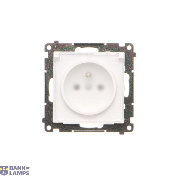 IP44 single socket outlet without frame seal - transparent flap, module, 16A, quick connection, white matt image 1