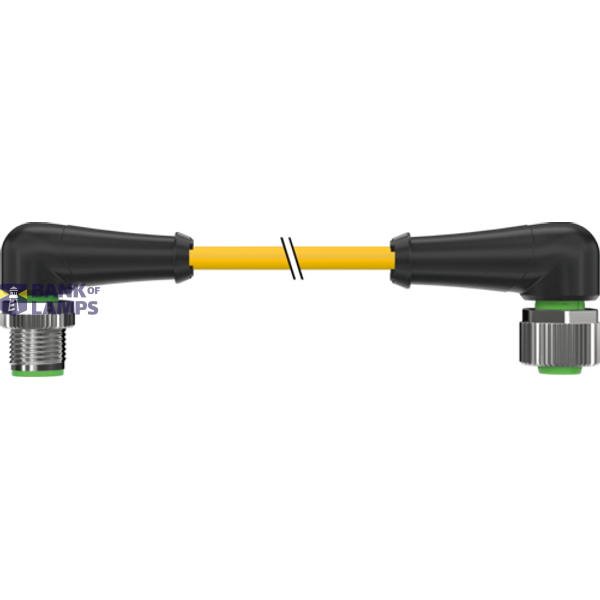 M12 male 90° / M12 female 90° A-cod. PUR 5x0.34 ye 15m image 1