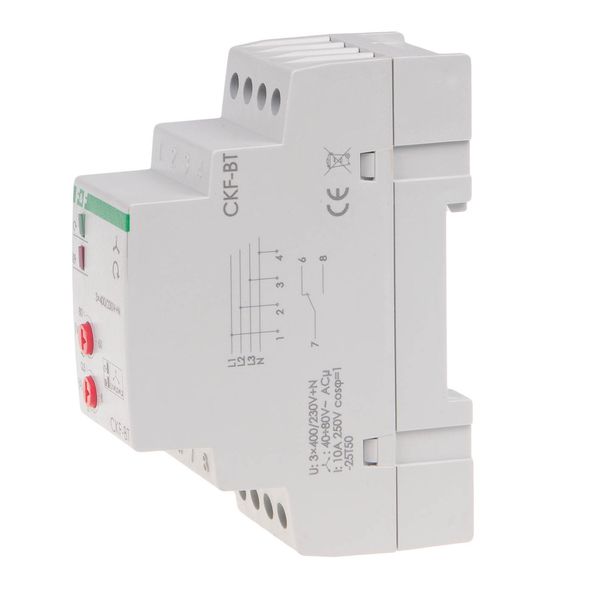 Phase sequence and phase failure sensor with adjustable asymmetry threshold and response time, True RMS, DIN rail mounting image 1