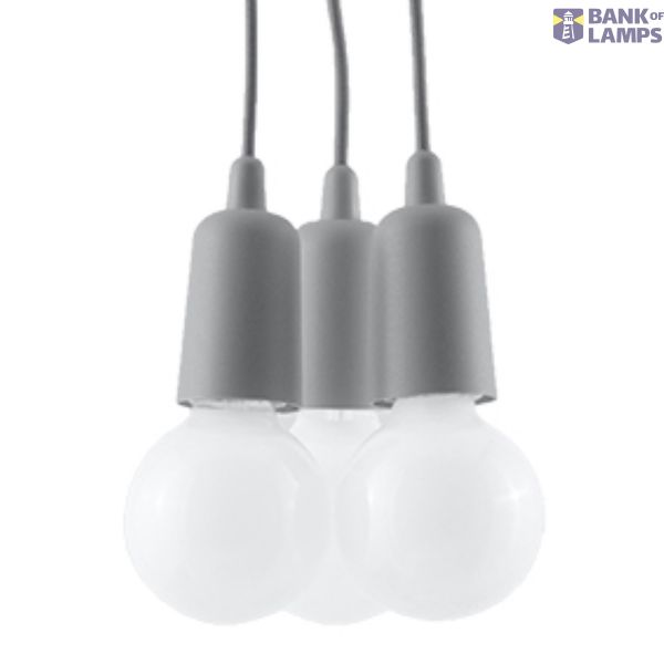 HANGING LAMP DIEGO 3 GRAY E27 3X60W IP20 image 2