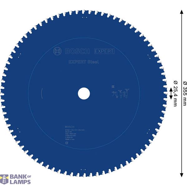 Circular saw blade Expert for Steel 355 x 25,4 x 2,6 mm, 80 image 2