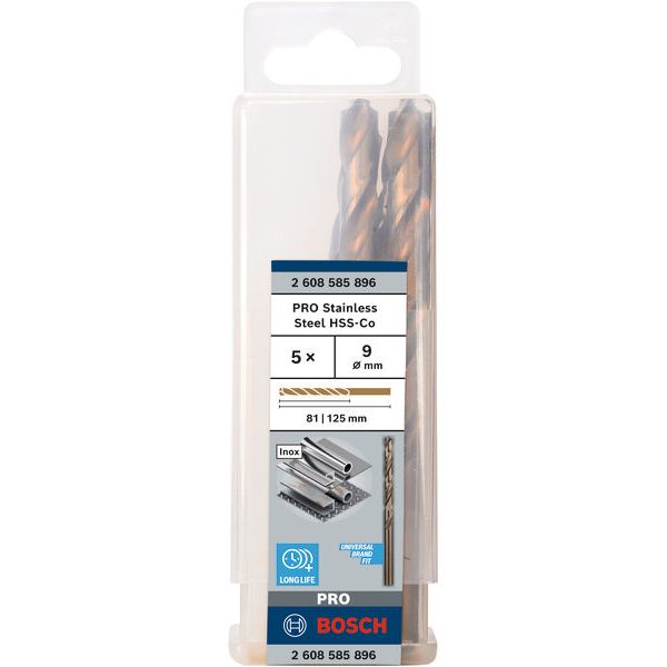 Metal drill bits HSS-Co, DIN 338 9 x 81 x 125 mm 5 pcs. image 1