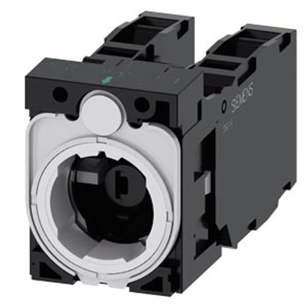 Holder for 3 modules, 1 NO + 1 NC, 1 NO + 1 NC, LED module, green, 6-24 V AC/DC image 1