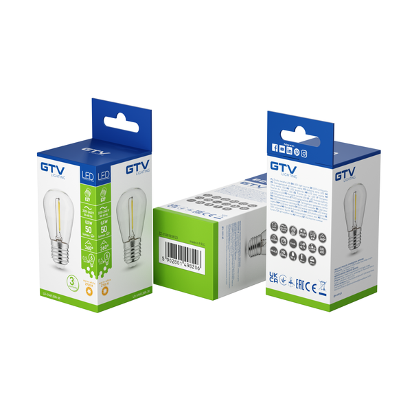 LED Bulb E27, S14, 0.5 W, 50 lm, 2700K, AC180-250V, 360° image 2