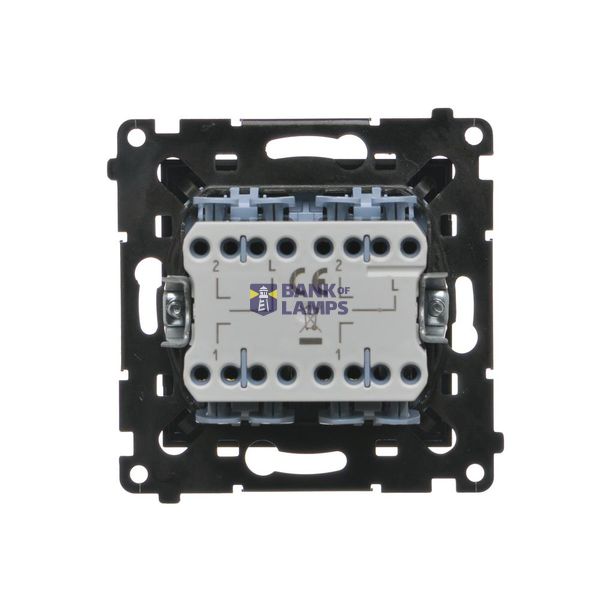 Double socket outlet without earthing, without shutters, (module), Simon 24, IP20, 16A, black matt image 1