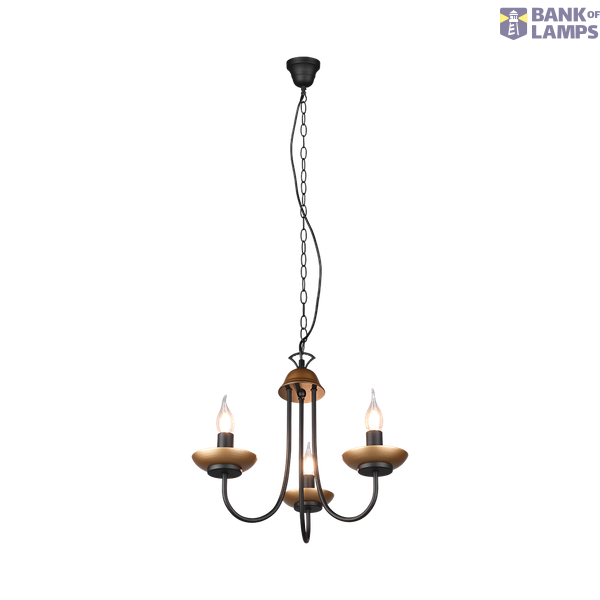Livia chandelier 3-pc E14 matt black/gold image 1