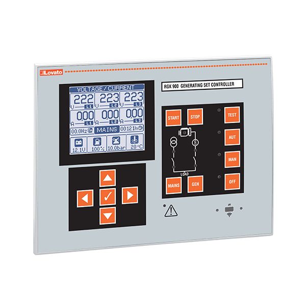 Paealleling control among genereteing sets. 12/24VDC, graphic LCD, RS485 port and USB/optical and Wi-Fi point programming port on front. Expandable with EXP... modules image 1