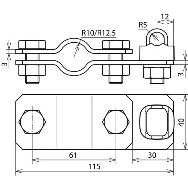 Connection bracket f. earth rods St/tZn D 20mm one-sided KS connec. f. image 2
