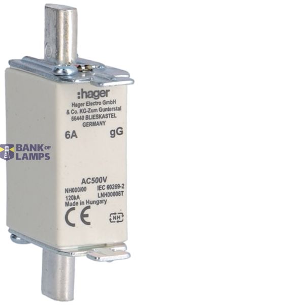 NH Fuse Insert 6A GG, 500VAC LNH00006T image 1