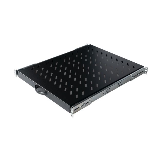 19" Shelf sliding, 1U, 30kg Load, D=570, black image 1