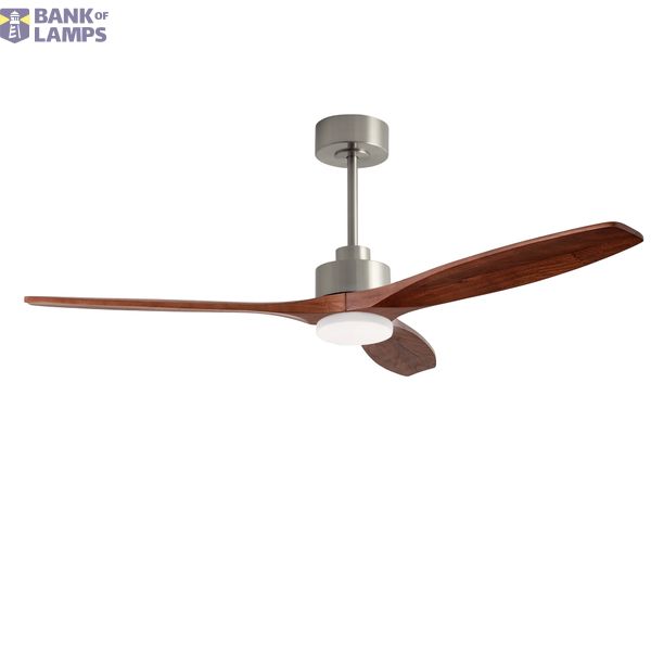 Fan Stem Evo ø1220mm Satin Nickel with Dark Wood Blades Madera Oscura LED 2875 SW 3000-4000-5000K ON-OFF image 1