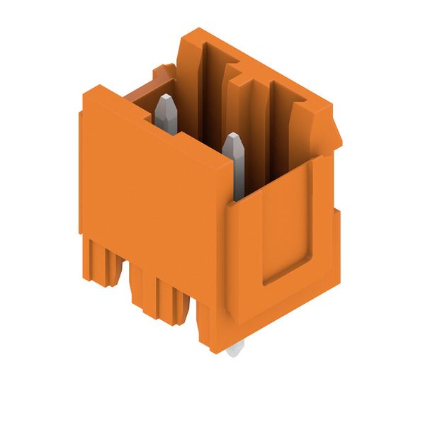 PCB plug-in connector, male header, Dovetails for fixing blocks, THT solder connection, 5.08 mm, Number of poles: 2, 180°, Solder pin length (l): 3.2 mm, tinned, orange, Box image 4