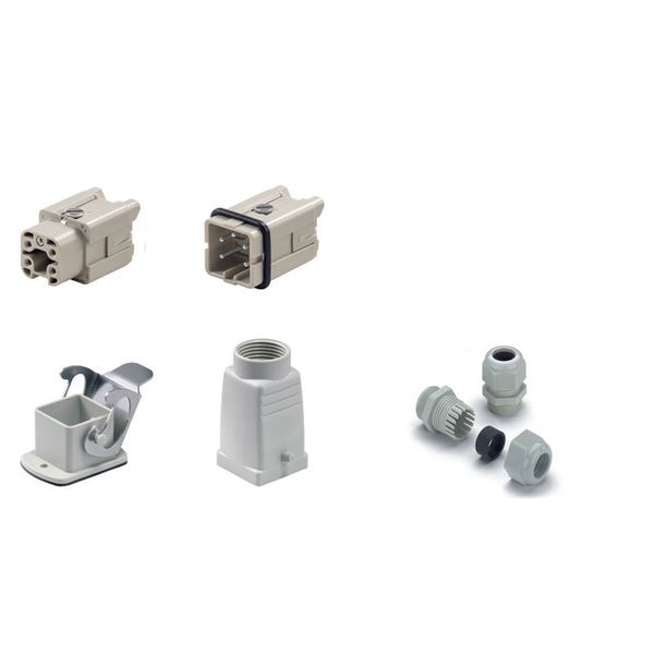 RockStar® HDC kits-Heavy-duty connectors, Kit, HA, Size: 1, Poles: 4, Screw connection, 400 V, 16 A, Plastic, PG 11 image 1