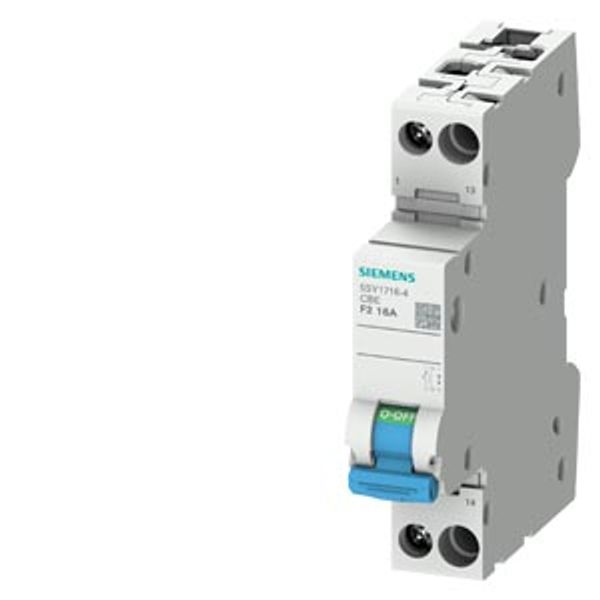 Device circuit breaker 1-pole with auxiliary switch NO contact Characteristic F2 16A 230 V AC image 2