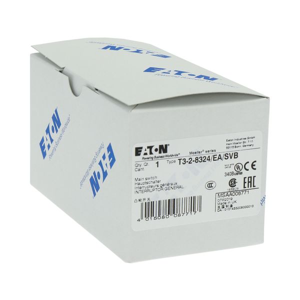 T3-2-8324/EA/SVB Main switch, T3, 32 A, flush mounting, 2 contact unit(s), 4 pole, Emergency switching off function, With red rotary handle and yellow locking ring image 22