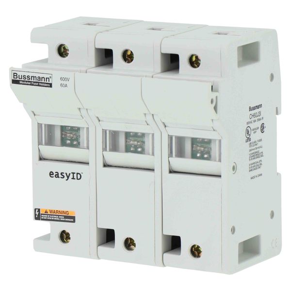 Fuse-holder, low voltage, 60 A, AC 600 V, DC 600 V, UL Class J, 120 x 83 x 125 mm, 3P, UL, CSA, Neon Lamp image 2