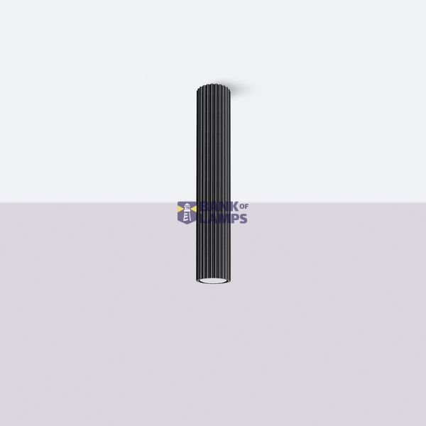 CYLINDRICAL CEILING LAMP BLACK 40 CM CARBON VERTICAL PATTERN GU10 image 8