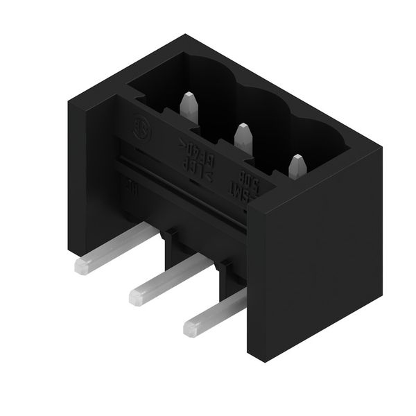 PCB plug-in connector, male header, closed side, THT/THR solder connection, 5.08 mm, Number of poles: 3, 270°, Solder pin length (l): 3.2 mm, tinned, black, Box image 2