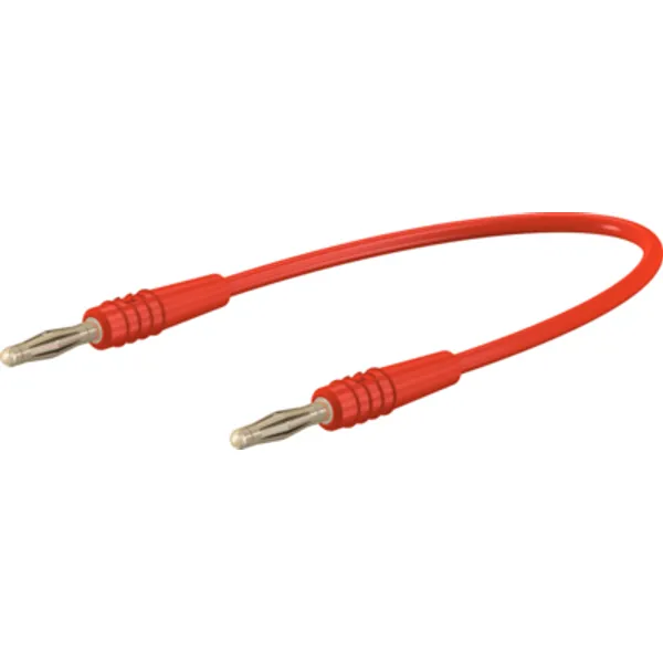 Measuring lead with (2 mm plug, spring-loaded, straight) to (2 mm plug, spring-loaded, straight), 600 mm, red, PVC, 0.5 mm², 28.0047-06022 image 1