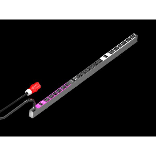 PDU basic 32A/3P CEE 24xC13+6xC19, 44x1495x70 mm, IEC 60320: 24x C13, 6x C19 image 2