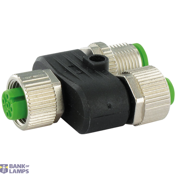 T-Coupler M12 female / M12 male+female shielded 8-pol. / 5pol. + 5pol image 1