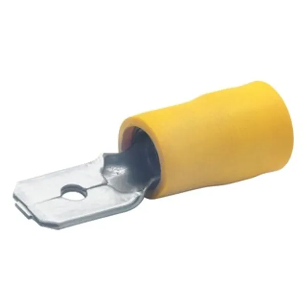 Faston plug, 4.8 x 0.5 mm, L 24.5 mm, insulated, straight, yellow, 4.0-6.0 mm², AWG 12-10, 8502B image 1