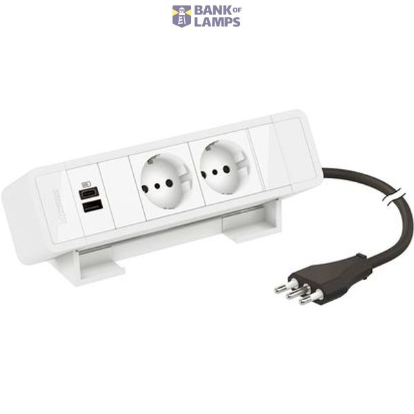 2 SOCKETS IT P30 + USB A+C 15W  2m CORD WITH PLUG image 1
