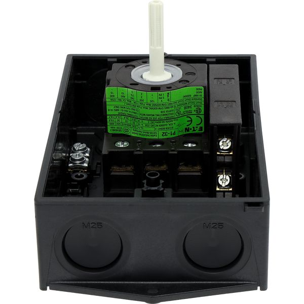 P1-32/I2/SVB-SW/HI11 Main switch, P1, 32 A, surface mounting, 3 pole, 1 N/O, 1 N/C, STOP function, With black rotary handle and locking ring, Lockable in the 0 (Off) posit image 41